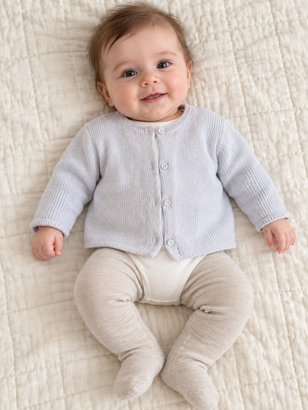 Zara Light Blue/Gray Knit Button-Up Cardigan | 3-6M